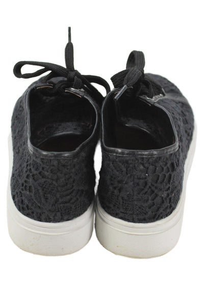 Caslon Womens Lace Embellished Low Top Sneakers Shoes Black Size 7.5M