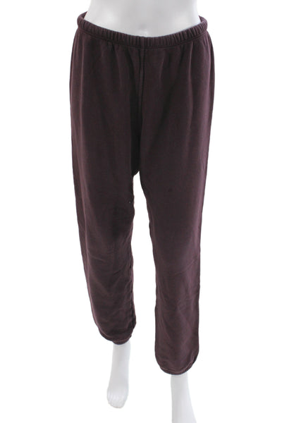 Perfect White Tee Womens Elastic Waist Jogger Sweatpants Burgundy Size S
