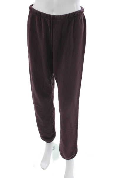Perfect White Tee Womens Elastic Waist Jogger Sweatpants Burgundy Size S