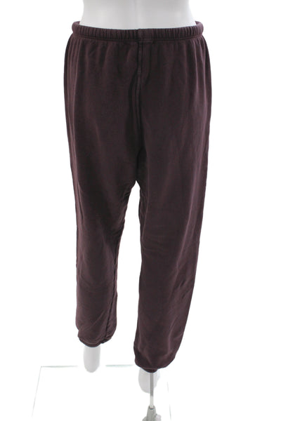 Perfect White Tee Womens Elastic Waist Jogger Sweatpants Burgundy Size S