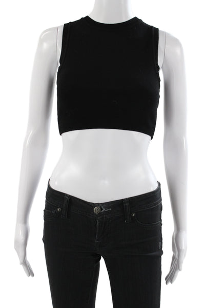 Zara Women Black Basic Tank Sleeveless Crew Neck Top Size S