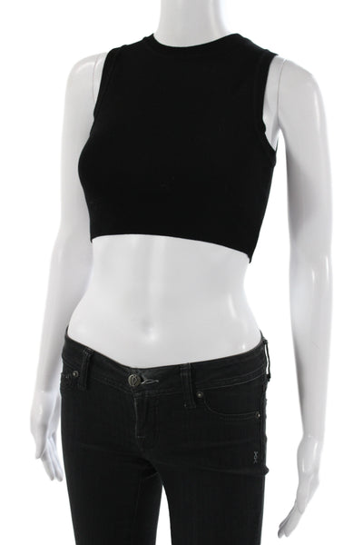 Zara Women Black Basic Tank Sleeveless Crew Neck Top Size S