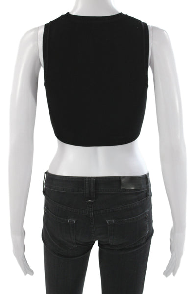 Zara Women Black Basic Tank Sleeveless Crew Neck Top Size S