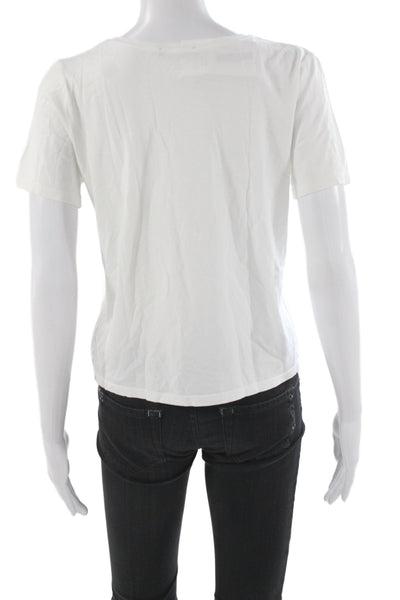 Zara Women Basic T-Shirt White Cotton Crew Neck Short Sleeve Size S