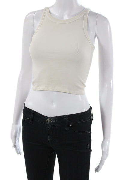 Everlane Women Basic Sleeveless Tank Beige Pima Cotton Crew Neck Size XS