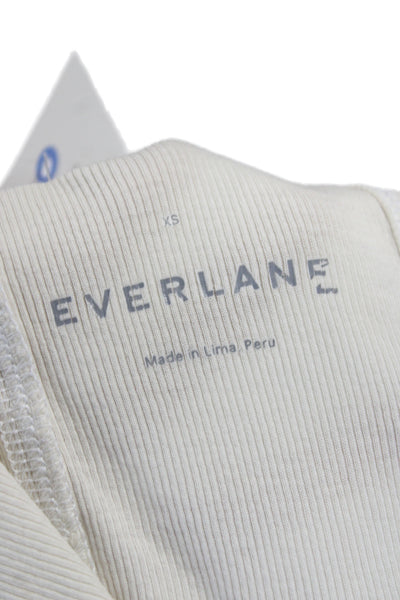 Everlane Women Basic Sleeveless Tank Beige Pima Cotton Crew Neck Size XS