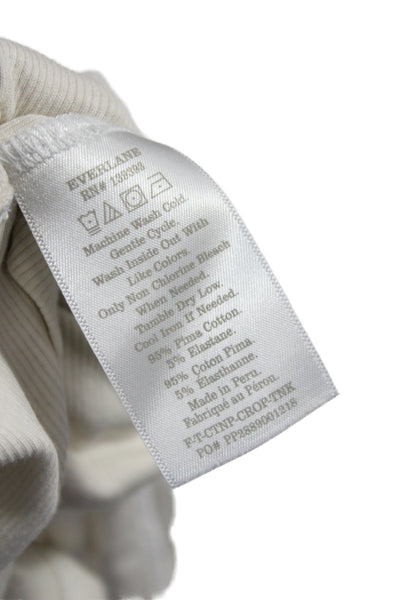 Everlane Women Basic Sleeveless Tank Beige Pima Cotton Crew Neck Size XS