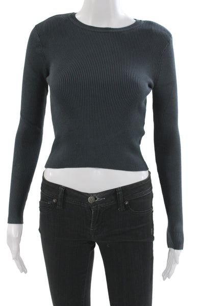 Zara Women Basic Blouse Black Long Sleeve Crew Neck Viscose Size S