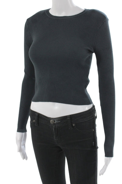 Zara Women Basic Blouse Black Long Sleeve Crew Neck Viscose Size S