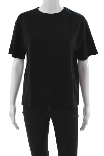 Zara Womens Basic Black 100% Cotton Crew Neck T-Shirt Short Sleeve Size S