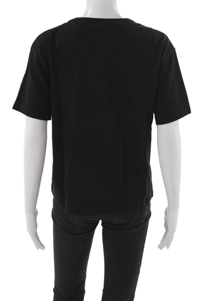 Zara Womens Basic Black 100% Cotton Crew Neck T-Shirt Short Sleeve Size S