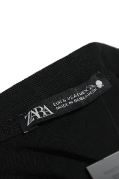 Zara Womens Basic Black 100% Cotton Crew Neck T-Shirt Short Sleeve Size S