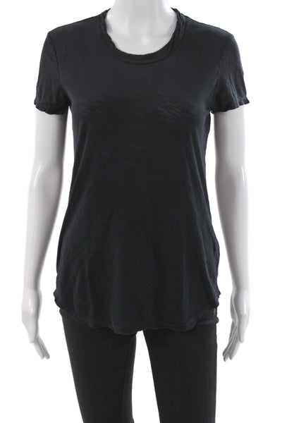 Standard James Perse Womens Basic Black Crew Neck T-Shirt Size 2