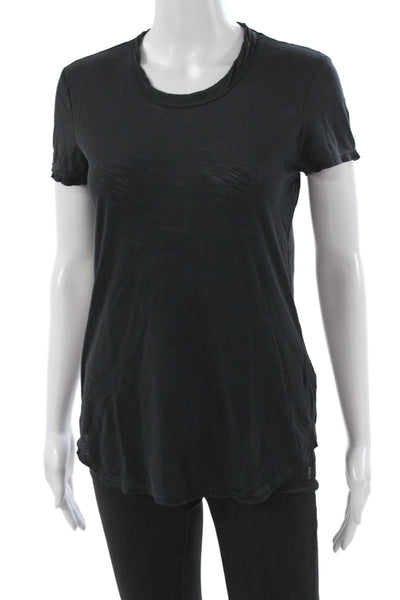 Standard James Perse Womens Basic Black Crew Neck T-Shirt Size 2