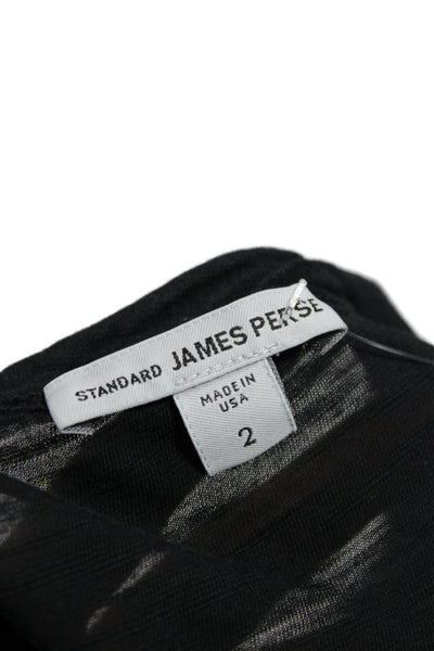 Standard James Perse Womens Basic Black Crew Neck T-Shirt Size 2