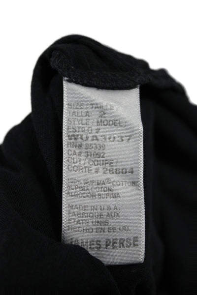 Standard James Perse Womens Basic Black Crew Neck T-Shirt Size 2
