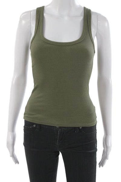 Zara Womens Basic Sleeveless Scoop Neck Tank Green Size S