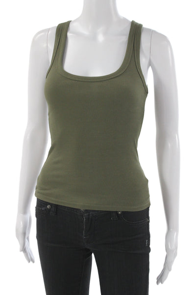 Zara Womens Basic Sleeveless Scoop Neck Tank Green Size S