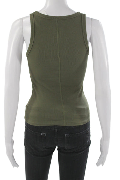 Zara Womens Basic Sleeveless Scoop Neck Tank Green Size S