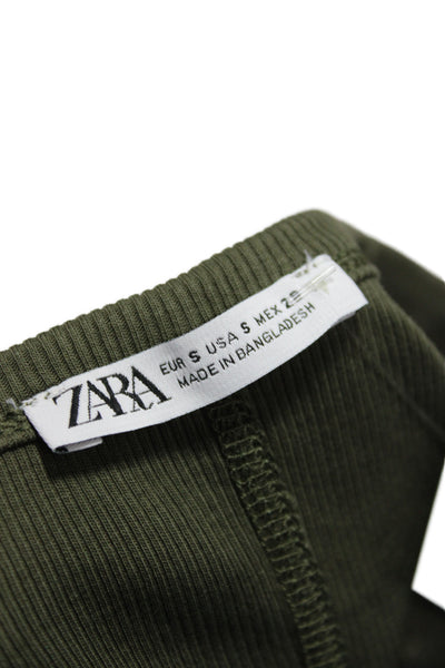 Zara Womens Basic Sleeveless Scoop Neck Tank Green Size S