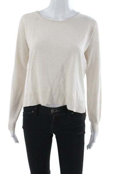 Faherty Women Pullover Sweater Beige Long Sleeve Round Neck Size XS