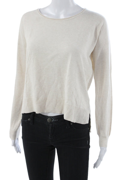 Faherty Women Pullover Sweater Beige Long Sleeve Round Neck Size XS