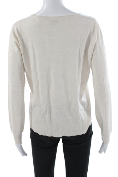 Faherty Women Pullover Sweater Beige Long Sleeve Round Neck Size XS