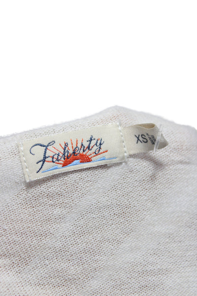 Faherty Women Pullover Sweater Beige Long Sleeve Round Neck Size XS