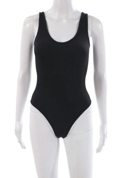Zara Women Ribbed Sleeveless Scoop Neck Bodysuit Black Size XS
