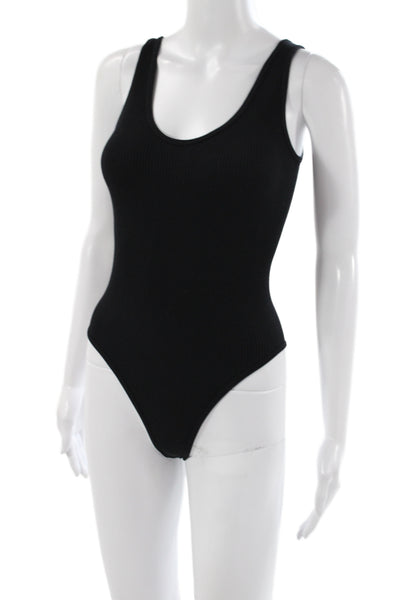 Zara Women Ribbed Sleeveless Scoop Neck Bodysuit Black Size XS