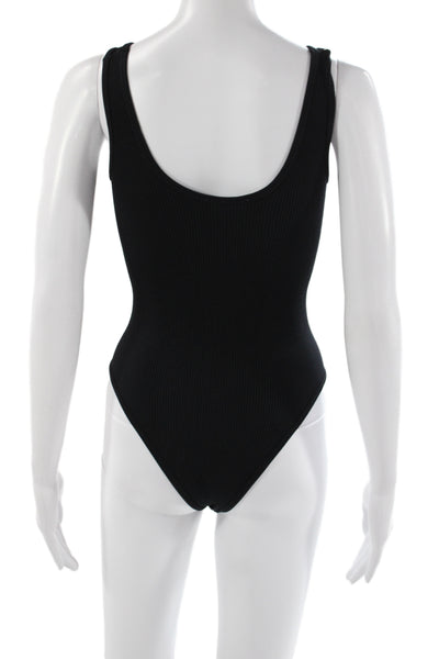 Zara Women Ribbed Sleeveless Scoop Neck Bodysuit Black Size XS