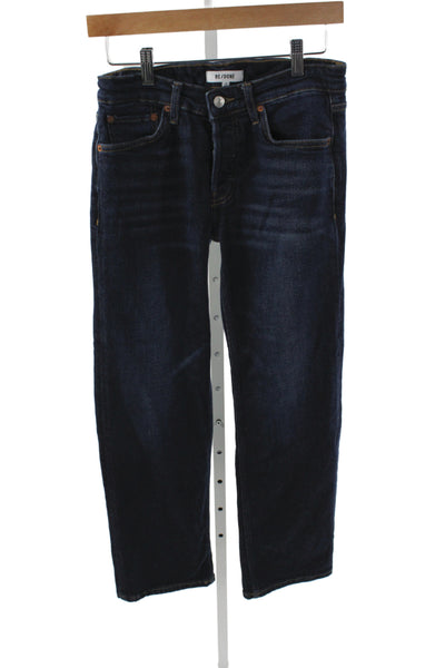 Re/Done Women Straight Mid-Rise Blue Jeans Cotton Size 26