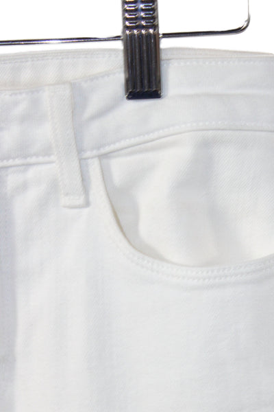 L'Agence Women Wide-Leg White Cotton Mid-Rise Jeans Inseam 29 Size 26