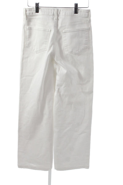 L'Agence Women Wide-Leg White Cotton Mid-Rise Jeans Inseam 29 Size 26