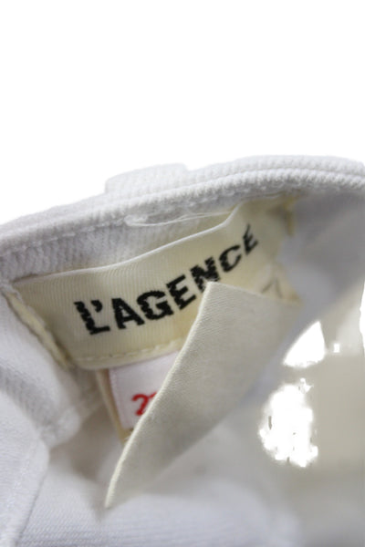 L'Agence Women Wide-Leg White Cotton Mid-Rise Jeans Inseam 29 Size 26