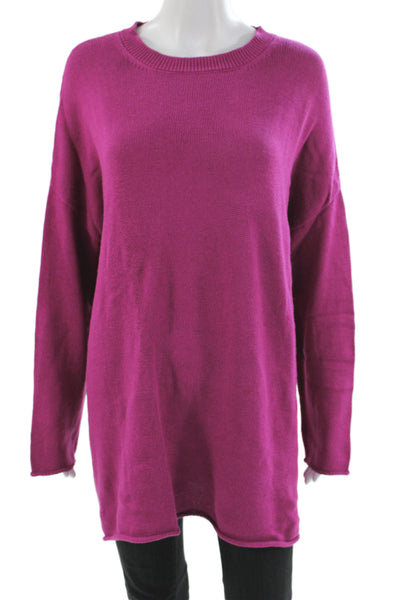 Eileen Fisher Women Pullover Sweater Purple Organic Cotton Crewneck Size XL