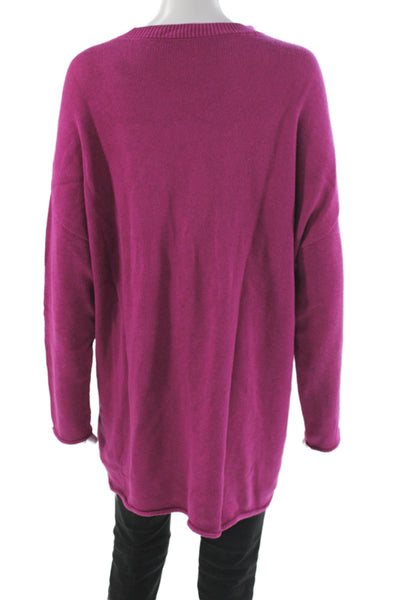 Eileen Fisher Women Pullover Sweater Purple Organic Cotton Crewneck Size XL