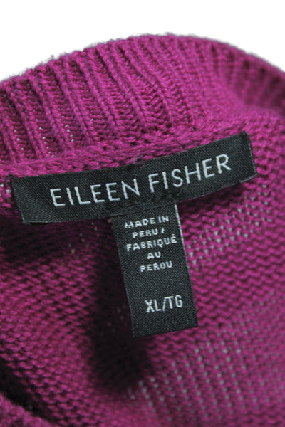 Eileen Fisher Women Pullover Sweater Purple Organic Cotton Crewneck Size XL
