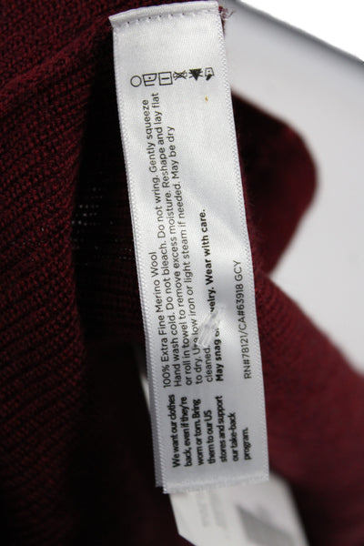 Eileen Fisher Women Red Merino Wool Mock Neck Pullover Sweater Size L