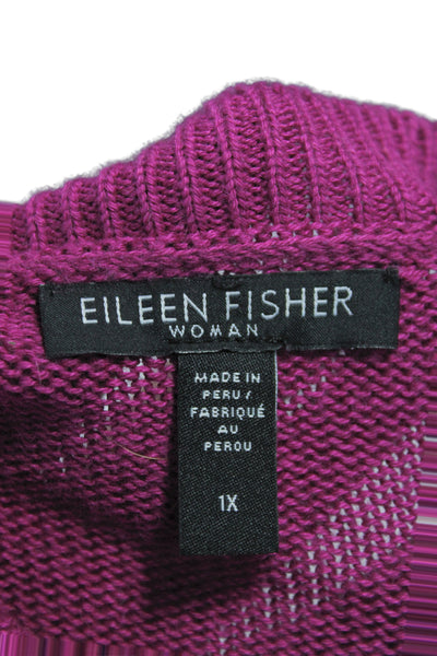 Eileen Fisher Women Purple Pullover Sweater Organic Cotton Size 1X