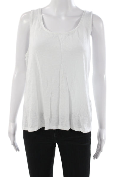 Eileen Fisher Women White Organic Linen Sleeveless Tank Scoop Neck Size XL