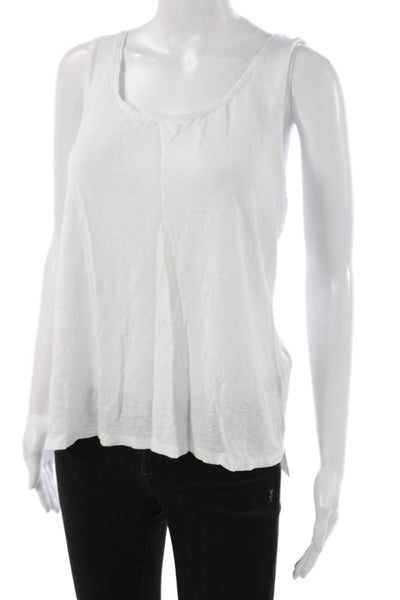 Eileen Fisher Women White Organic Linen Sleeveless Tank Scoop Neck Size XL