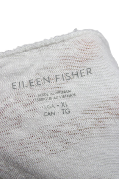 Eileen Fisher Women White Organic Linen Sleeveless Tank Scoop Neck Size XL
