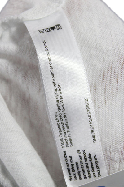 Eileen Fisher Women White Organic Linen Sleeveless Tank Scoop Neck Size XL