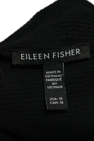 Eileen Fisher Womens Black Organic Cotton Cowl Neck Pullover Size 1X
