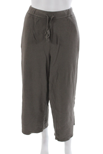 Eileen Fisher Women Cropped Brown Pants Organic Cotton Drawstring Size XL