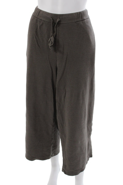 Eileen Fisher Women Cropped Brown Pants Organic Cotton Drawstring Size XL