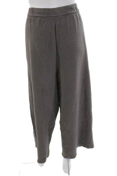 Eileen Fisher Women Cropped Brown Pants Organic Cotton Drawstring Size XL