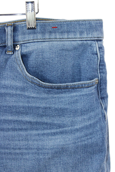 Spanx Women Cropped Jeans Blue High Rise Cotton Blend Button Inseam 24 Size 3X