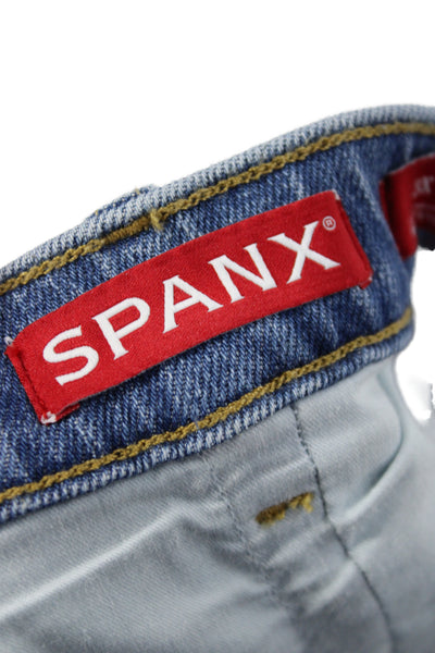 Spanx Women Cropped Jeans Blue High Rise Cotton Blend Button Inseam 24 Size 3X